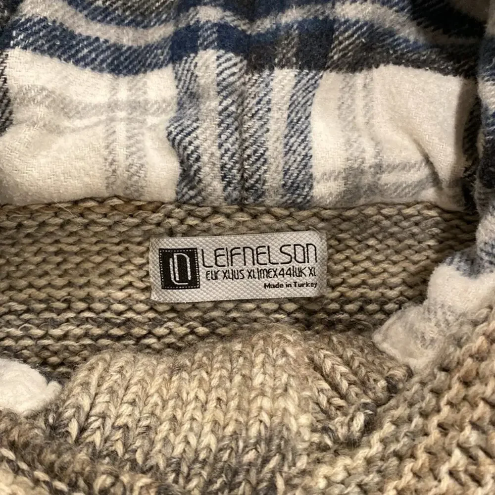 Leif Nelson Beige Tweed Knit Pullover Heavyweight Sweater Mens SZ XLFisherman